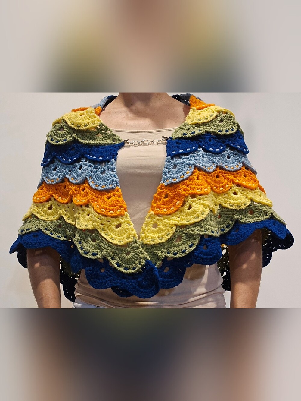 Handmade Crochet Virus Shawl Wrap - Picture 10 of 11